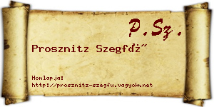 Prosznitz Szegfű névjegykártya